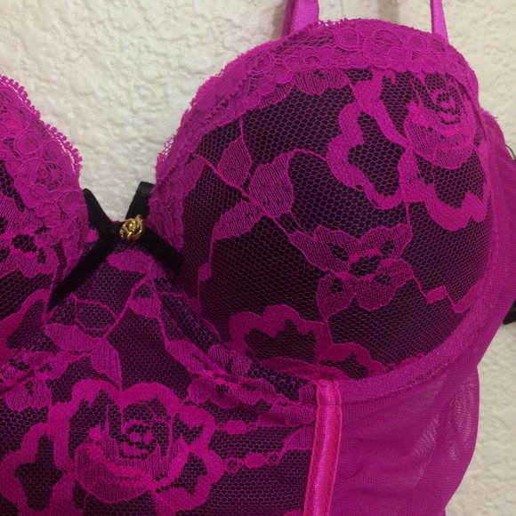 Daisy Fuentes 2-pc Lace Bustier Lingerie Set Pink - Picture 7 of 15